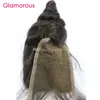 Glamorös brasiliansk Virgin Human Hair Lace Stängning Naturlig Svart Lös Våg 4x4 Spets Avslutning Peruansk Indisk Malaysisk Hår Top Lace Closure