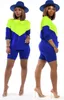 Plus Size Women Summer Short Sleeve Suit T-shirt Shorts Capris Två stycken Set Contrast Outfits Casual Panel Sports Sportkläder 2652