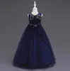 Dresses Navy Blue Cheap Flower Girl Dresses In Stock Princess A Line Sleeveless Kids Toddler First Communion Dress with Sash MC0889