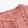 Baby trui rompertjes kinderen massief gebreide jumpsuits zuigeling katoen duidelijke onesies boutique pasgeboren mode bodysuits wagle klim kleren C7162