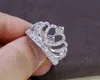 Skickat silvercertifikat! 100% 925 Sterling Silver Princess Queen Crown Engagement Ring Luxury CZ Zircon Smycken KP017