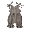 Pasgeboren babymeisje romper ruche solide peuter jongens rompers 3 6 9 12 24 maanden baby jumpsuit outfit zomer pasgeboren babykleding