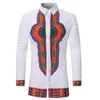 Laamei 2019 Vintage Männer Hemd Casual Langarm Shirt Plus Größe Herren Kleidung Mode Afrikanische Ethnische Print Männlich Weiß