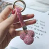 Moda Mikry Head Rhinestone Luksusowe Kryształ Skórzany Pasek Llavero Alloy Car Brelok Breloczek Chain Torba Urok Porte Clef Dla Kobiet