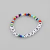 2020 Fashion Colorful bohemian beaded jewelry custom Acrylic letter alphabet beads bracelet Ethnic Style ealstic bracelets