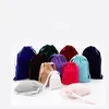 Smycken Packaging Christmas Wedding Gift Bags Party Favors Packing Bag Pouch Velvet Beaded Drawstring Pouches