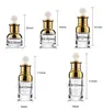 2021 Nieuwe Gouden glazen druppelfles 20 30 50 ml Luxe serumfles met gouden dop voor essentiële olie