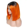 Bob 1B / Orange Ombre umani 13 * 4 parrucche anteriori in pizzo Capelli lisci per bambini Pre pizzicati Attaccatura dei capelli naturale Nodi di candeggina Non trasformati Corti 180densità