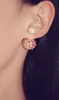 Wholesale-! ins fashion designer double sided super glittering full rhinestones hollow crystals pearl stud earrings for woman