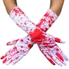 Ny stil skräck röd blodhandskar kvinnor cosplay halloween rekvisita tema party spöke hand långa handskar masquerade tillbehör 1 par