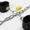 Bondage Steel Chain Lock Slave Shackle Faux Leather Wrist Ankle Cuffs Fetters begränsningar #R52