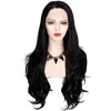 Soft 180% Density Black Long Body Wave Wig Glueless High Temperature Fiber Hair Synthetic Lace Front Wigs Natural Hairline Fashion Women