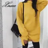 Ropa de mujer Otoño Invierno manga larga sólido Tops jersey cuello alto poliéster sudaderas