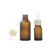 15ml 30ml 50ml Frosted Amber clare milk White Glass Dropper Bottle with plastic Cap 1oz Glass Bamboo Essential Oil Bottle