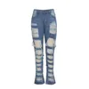 Dames jeans gescheurd voor vrouwen skinny vrouw elastische gat gebleekt casual denim slank strak potlood broek spodnie damskie