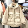 Winterjacke Frauen Imitation Lammwolle Parka Taschen Gürtel Mantel Korean Cotton-Padded Kleidung Mantel