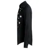 Original Design Long Sleeve Pentagram Embroidered Mens Dress White Black Slim Fit Casual Shirt Men 4XL1