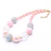 Cor rosa Kid Chunky Colar Mais Novo Design Design de Moda Bubblegume Bead Chunky Colar de Jóias Para O Bebê Kid Girl