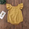 Kids Designer Kläder Baby Falbala Ruffle Sleeve Rompers Sommar Solid Ärmlös Triangel Jumpsuits Onesies Spädbarn Mjuk Bodysuit ByP646