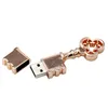 Crystal Key Pen Drive 128 GB Metall Bronze Heart Key Flash Drive USB 2.0 Pendrive Memory Stick Drives 64 GB USB Flash Drive Echte Kapazität