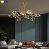 Fumat 2020 nieuwe korte kroonluchter led ijs kristallen tak hanglamp koperen frame dineren woonkamer luxe villa hangend licht