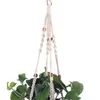 Macrame Plant Hanger with Wood Beads Handmade Cotton Rope Flower Pot Basket Holders Indoor Planter Hanging Tray Home Decor