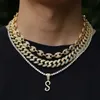 Модельер из нержавеющей стали цепи роскошный стиль 24 буквы кулон ожерелье для мужчин женщин кубический цирконий бриллианты хип-хоп ювелирные изделия