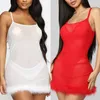 Grande taille femmes Sexy dentelle nuisette Lingerie chemise de nuit nuisette vêtements de nuit robe maigre gaine doublé robe filles grande taille S-XL