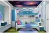 Colorful fantasy universe starry sky mural Living Room Bedroom Ceiling Wall Papers Home Decor