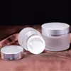 5g 10g 15g 20g 30g 50g Frosted Glass Bottle Cosmetic Jar Empty Face Cream Lip Balm Storage Container Pot Refillable Sample Bottles with Silver Lids