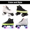 Toptan-JK Dörtlü Paten Çift Sıra Yetişkin Roller Paten Unisex Severler Için Tuval Ayakkabıları İki Çizgi Yanıp Sönen Tekerlekler Patines SP5