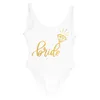 Bruidsfeest één stuk badpak bruid stam voorback Beide print badpak bodysuit badmode Maillot de Bain Beachwear