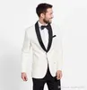 Smoking da sposo avorio bello scialle bavero uomo cappotto da ballo festa blazer abiti da lavoro da uomo (giacca + pantaloni + cravatta) H:992
