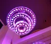 Färgbyte RGB LED Pendant Light Luxury Round Crystal Lamp 3 Ringar Pendente Suspended Light Fixture för Bar Shop Home Decor Myy