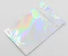 Bolsas planas holográficas para mascotas, bolsa de papel de Mylar láser, paquete de cosméticos reutilizable, 100 PCS273i