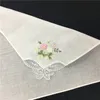 Women Cotton Handkerchief Flower Embroidered with Lace Ladies Hankies 1222325