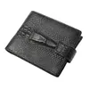 Mode portefeuille en cuir véritable pour hommes motif crocodile affaires décontracté portefeuilles courts designer en cuir qualité sacs à main marron cadeau pour hommes v