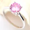 LuckyShine 12 PCS Lot Europe Populära kvinnor Pink Zircon Gems Rings Silver Jewelry Topaz Rings 246W