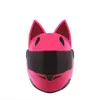 Nitrinos Merk Motorhelm Volledig gezicht met Cat Ears Vier seizoen Roze kleur