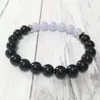 MG0309 Bracelet en agate de dentelle bleue naturelle Power Black Onyx Gemstone Bracelet Protection contre l'énergie négative Bracelet303f