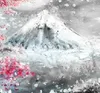 High Quality 100% Handpainted Landscape Oil Painting on Canvas Fuji Moutain & Cherry Blossom Home Wall Decor Art M802