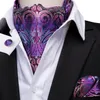 Fast Ascot Men039s Classic Purple Paisley Cravat Vintage Ascot Handkerchief Cuffflinks Cravat Set For Mens Wedding Par2979635