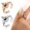 1 PCS Rose Gold/Silver 100 Languages I Love You Projection Ring Romantic Love Memory Wedding Ring Jewelry For Women Girl Gift