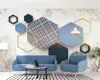 3d behang woonkamer retro quad plaid stiksels doek 3d driedimensionale geometrische achtergrond muur muurschildering behang