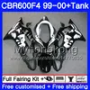 Body + tank voor HONDA CBR600 F4 CBR 600 F4 FS CBR600 F 4 287HM.18 CBR600F4 99 00 CBR600FS CBR 600F4 GRAFFITI BLACK HOT 1999 2000 VALERINGSKIT