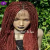 High quality cornrow Braid Wig with Baby Hair Black/brown /blonde /copper red Synthetic Lace Front Wig Box Braids Wig for Black Women