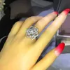 Bague de promesse de grande fleur 5A Cz Stone 925 Silver Heart Bagues de fiançailles de mariage pour les femmes Bijoux de doigt de luxe de mariée