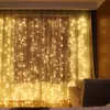 3M*3M LED Curtain Light String Wedding Bedroom Decoration Festive Christmas Icicle LED Light Garden Accessories Outdoor Star String Lights