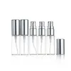 Mini Fine Mist Clear 5 ml / 10 ml 1 / 6OZ 1 / 3OZ Atomiseur Bouteille en verre Vaporisateur Parfum rechargeable Parfum Bouteille de parfum vide avec pulvérisateur en aluminium