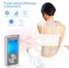 8 Mode TENS Unit Mini Digital Electronic Pulse Massager Therapy Muscle Full Body Acupuncture Magnetic Therapy Tens Massage Silver Blue